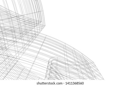 Modern 3d architecture, vector illustration