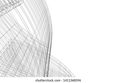 Modern 3d architecture, vector illustration