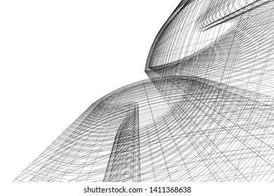 Modern 3d architecture, vector illustration