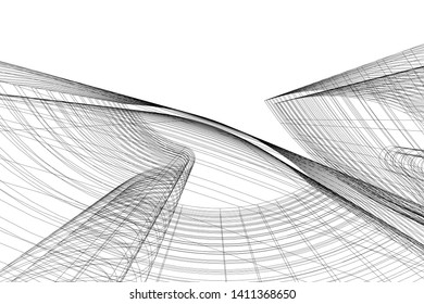 Modern 3d architecture, vector illustration