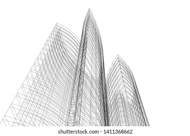 Modern 3d architecture, vector illustration