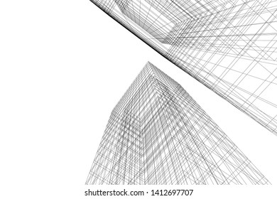 modern 3d architecture, vector illustration