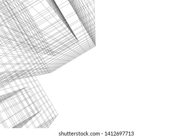 modern 3d architecture, vector illustration