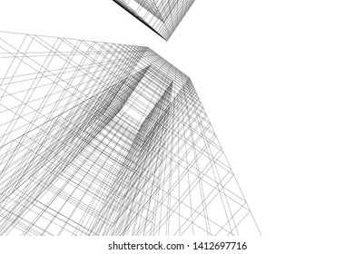 modern 3d architecture, vector illustration