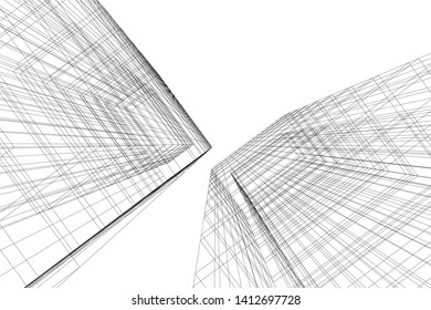 modern 3d architecture, vector illustration