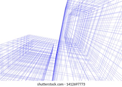 modern 3d architecture, vector illustration