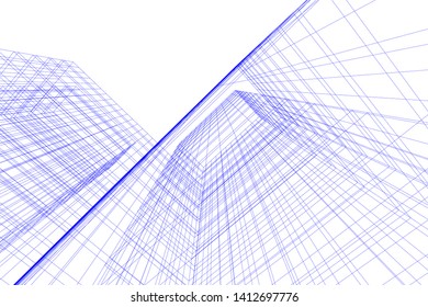 modern 3d architecture, vector illustration