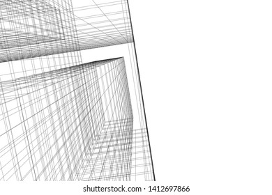 modern 3d architecture, vector illustration