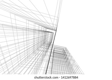 modern 3d architecture, vector illustration