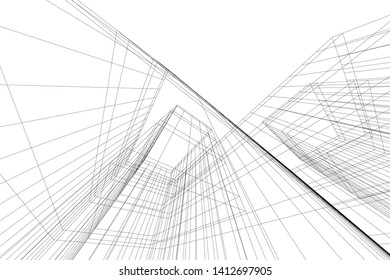 modern 3d architecture, vector illustration