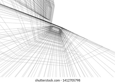 modern 3d architecture, vector illustration