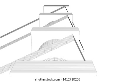 modern 3d architecture, vector illustration