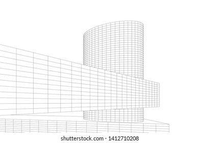 modern 3d architecture, vector illustration