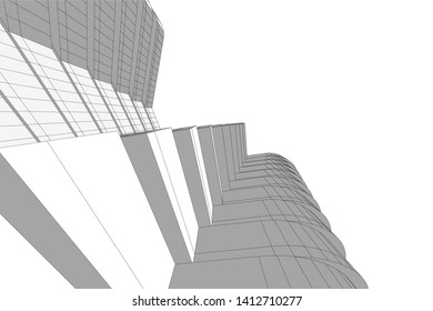 modern 3d architecture, vector illustration