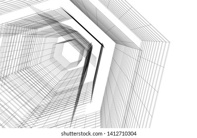 modern 3d architecture, vector illustration