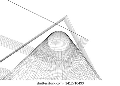 modern 3d architecture, vector illustration