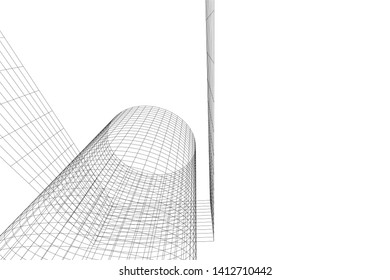 modern 3d architecture, vector illustration