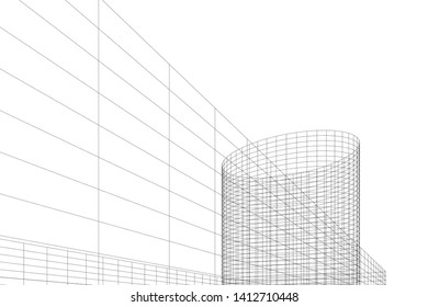 modern 3d architecture, vector illustration