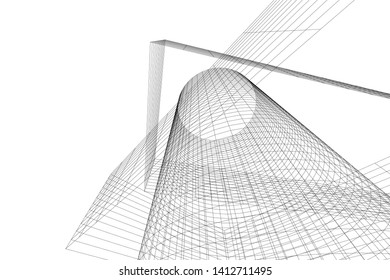 modern 3d architecture, vector illustration