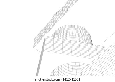 modern 3d architecture, vector illustration