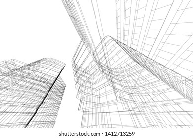 modern 3d architecture, vector illustration