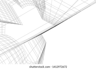 modern 3d architecture, vector illustration
