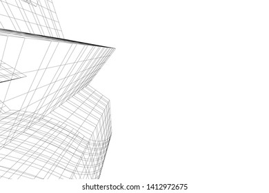 modern 3d architecture, vector illustration