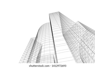 modern 3d architecture, vector illustration