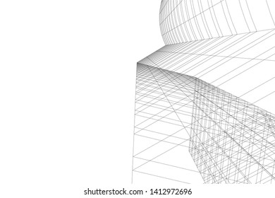 modern 3d architecture, vector illustration