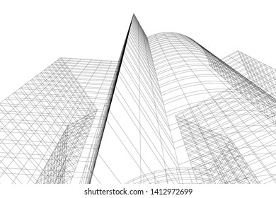 modern 3d architecture, vector illustration