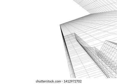 modern 3d architecture, vector illustration