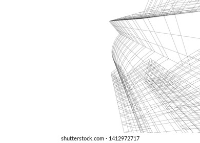 modern 3d architecture, vector illustration
