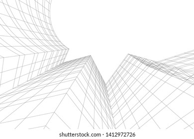 modern 3d architecture, vector illustration