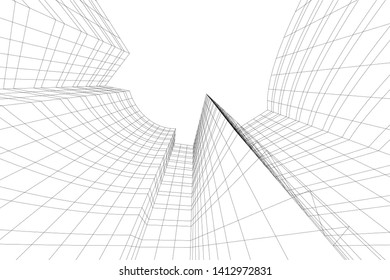 modern 3d architecture, vector illustration