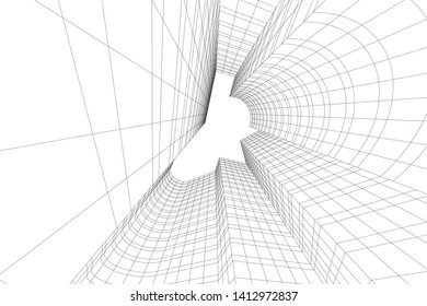 modern 3d architecture, vector illustration