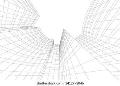 modern 3d architecture, vector illustration