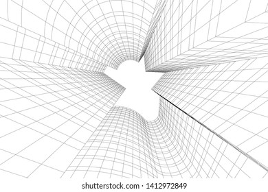 modern 3d architecture, vector illustration