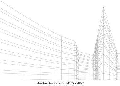 moderna arquitectura 3d, ilustración vectorial