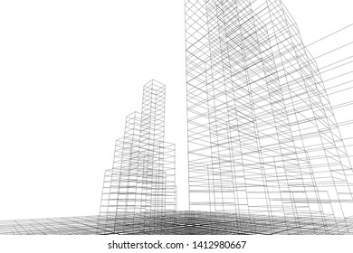 modern 3d architecture, vector illustration