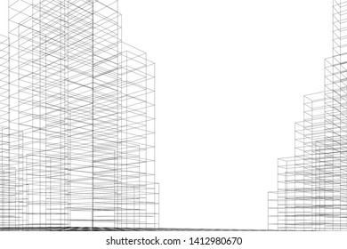 modern 3d architecture, vector illustration