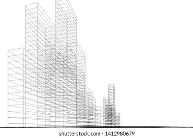modern 3d architecture, vector illustration