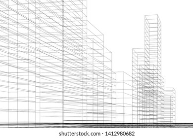 modern 3d architecture, vector illustration