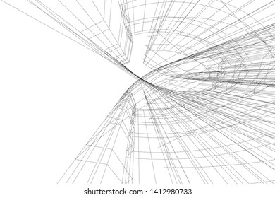modern 3d architecture, vector illustration