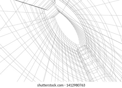 modern 3d architecture, vector illustration