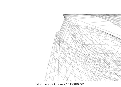modern 3d architecture, vector illustration
