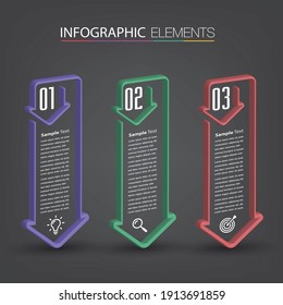 plantilla de cuadro de texto de flecha 3D moderna, banner Infografías