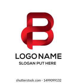 Modern 3D B or BP Letter logo design template