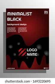 Modern 3d background cover design in trendy minimalist black style, designed in A4 format for magazine, flyer or label, deep red illustration. Eps 10 vector