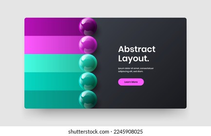 Modern 3D balls annual report template. Isolated handbill design vector illustration.