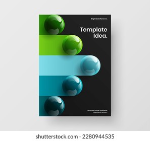 Modern 3D balls catalog cover illustration. Multicolored booklet A4 design vector concept.